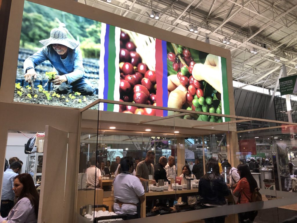 The Café de Peru booth at the 2019 Specialty Coffee Expo in Boston